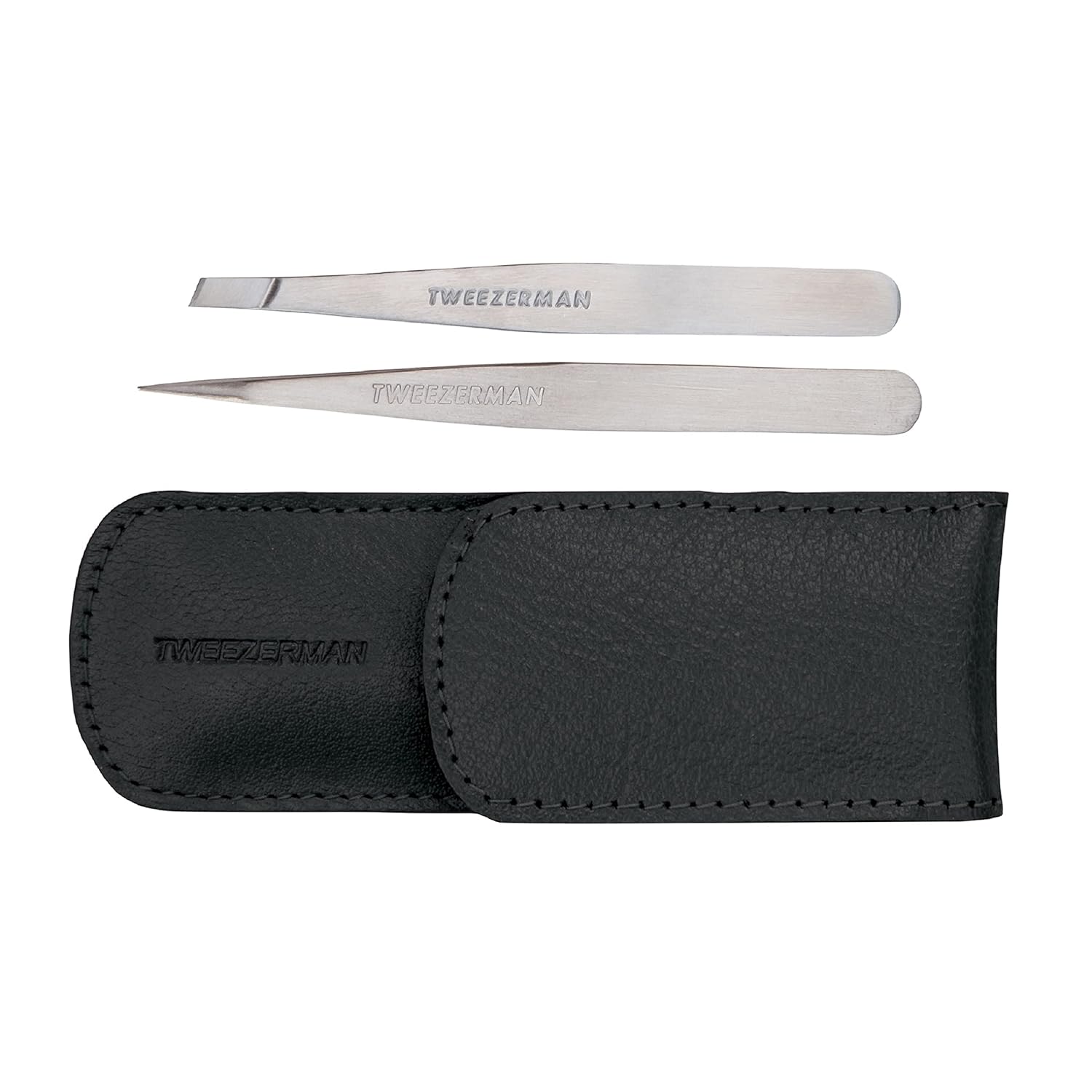 Tweezerman Petite Tweeze Set Slant and Point with Black Case