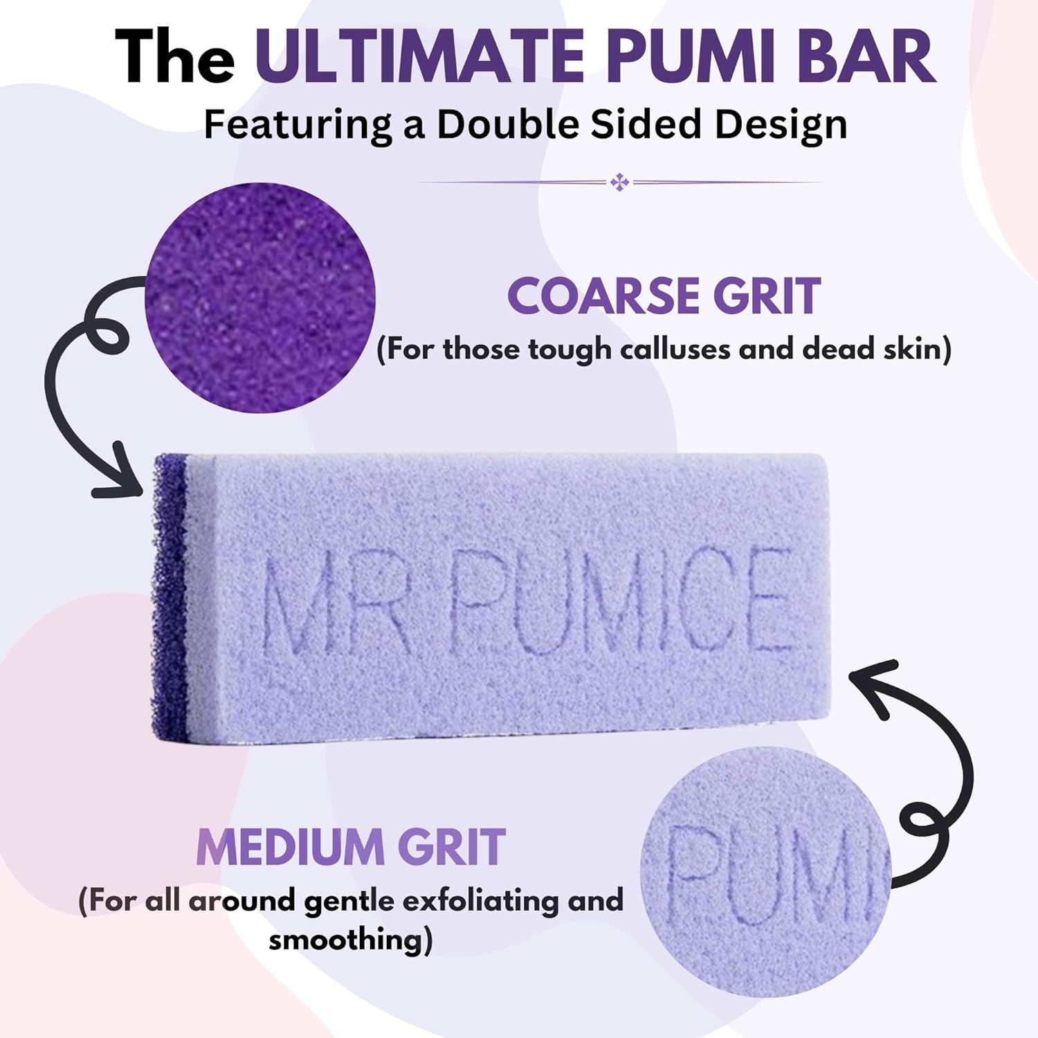 Mr. Pumice Ultimate Pumi Bar 2-in-1 Callus Remover Stone & Foot/Heel Scrubber - Medium & Coarse Grit