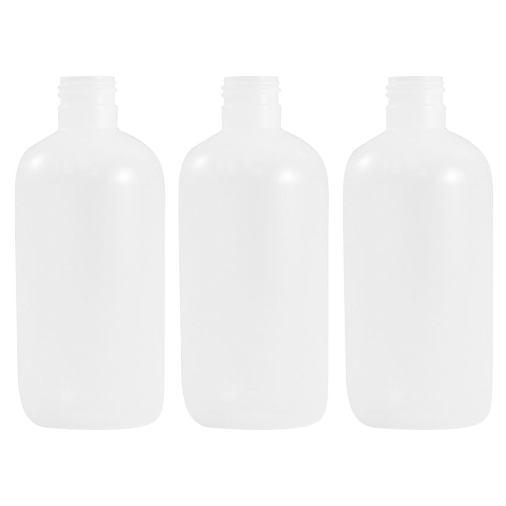 Empty Natural plastic HDPE (boston round) bottle 8 oz. with cap 24/410 with induction seal foil