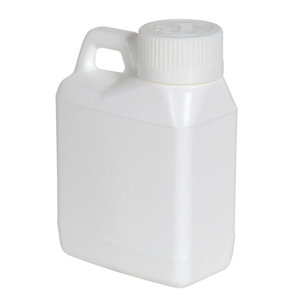 Empty White Rectangular F-Style Jugs 8 oz Plastic Bottle & Cap with Child Resistant Airtight Lids and Labels