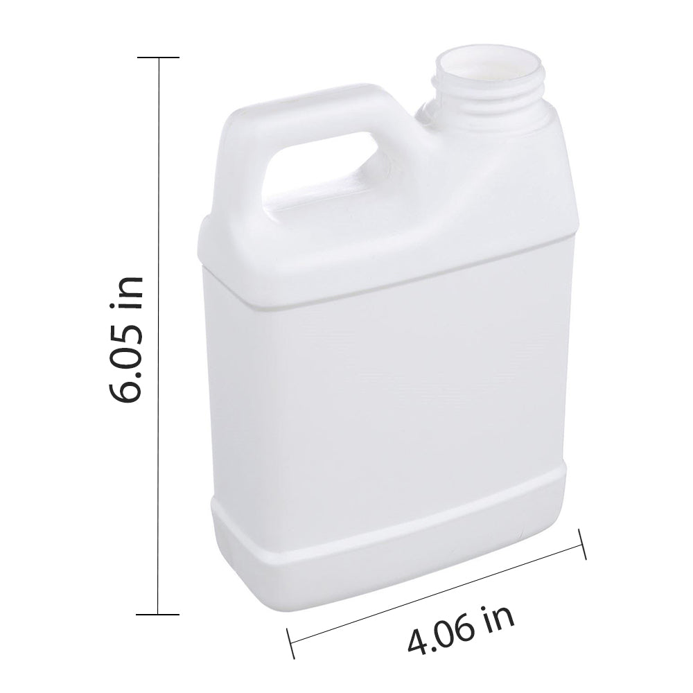 Empty White Rectangular F-Style Jugs 16 oz Plastic Bottle & cap with Airtight Lids and Labels