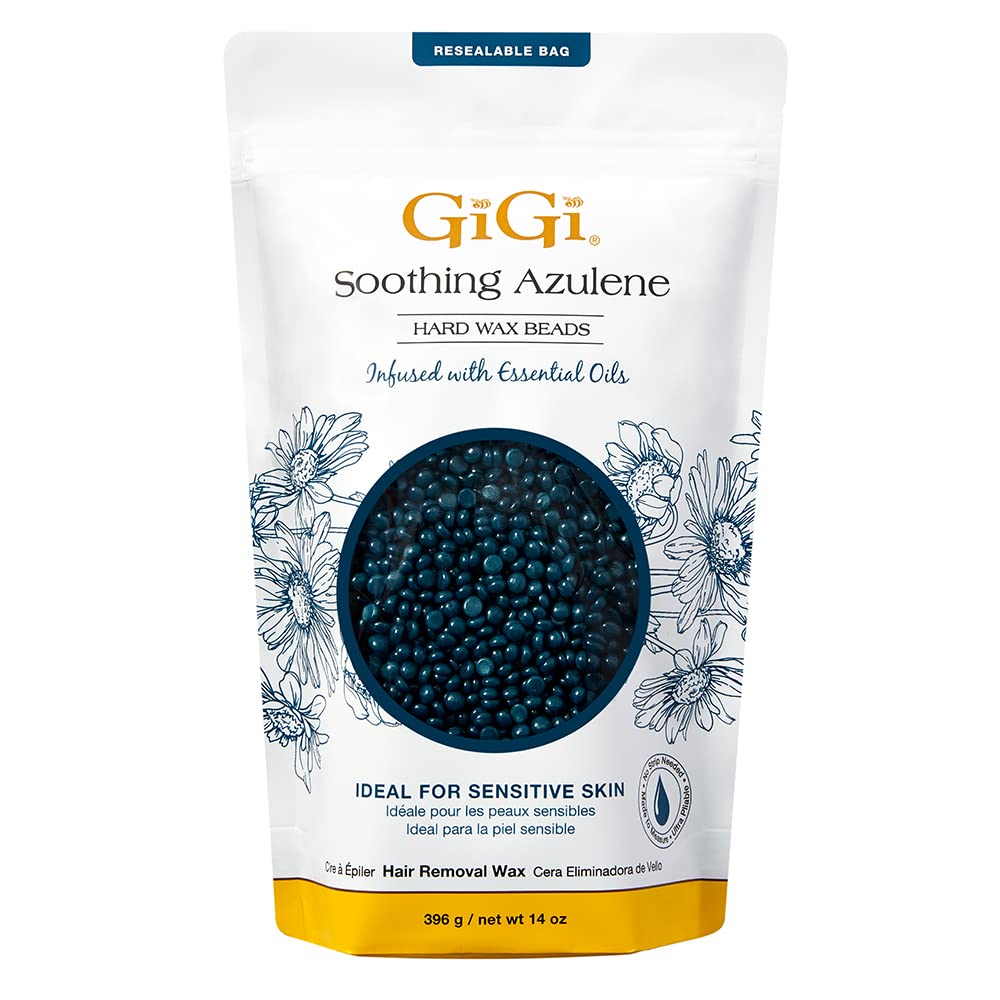 GiGi Soothing Azulene Hard Wax Beads For Sensitive Skin 14 oz