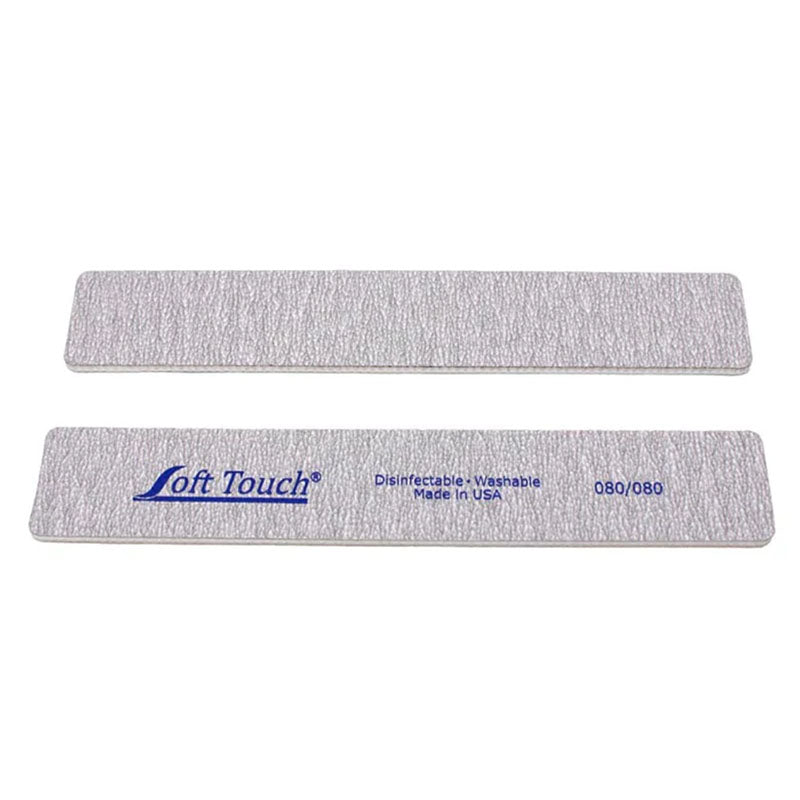 Soft Touch Jumbo Square Nail File, 80 Grit, Coarse, Zebra Cushion, for Artificial Nails