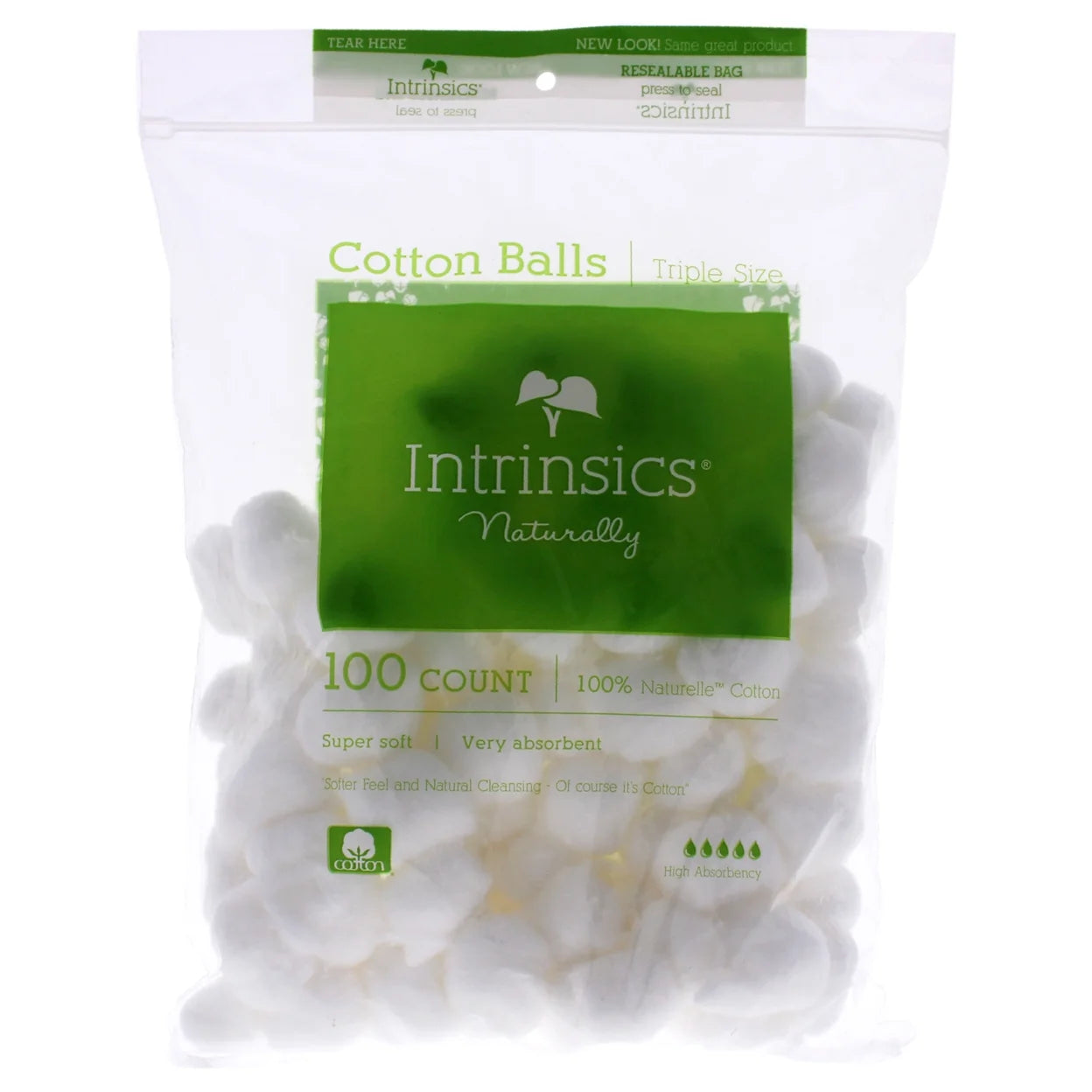 Intrinsics Naturally 100% Naturelle Cotton Balls Triple Size 100 Count