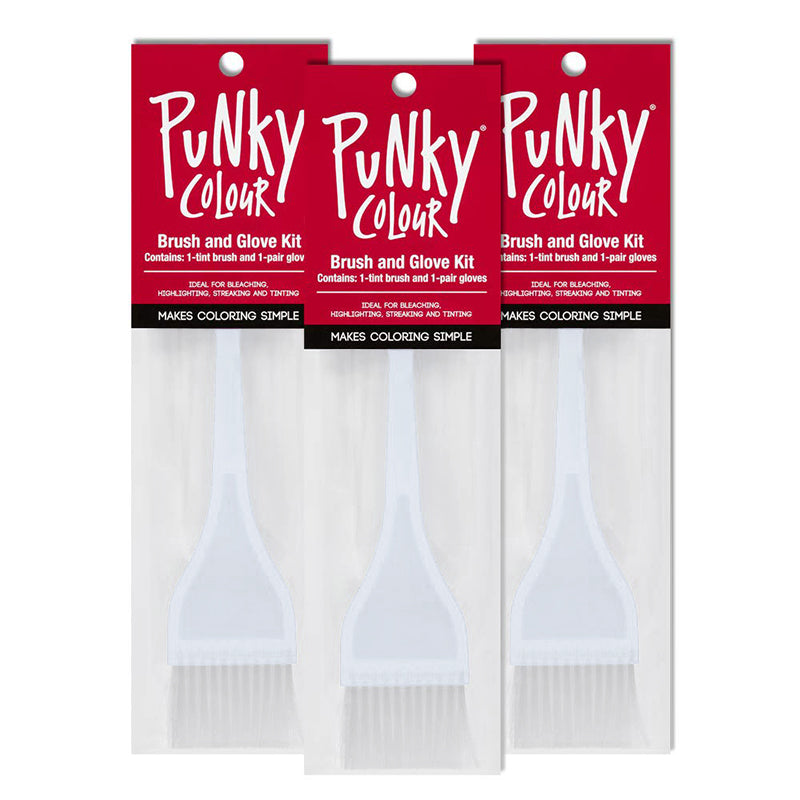 Punky Colour Tinting Brush and Glove Kit, For Hair Color 3 Pack - White