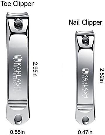 Karlash Stainless Steel Nail Clipper for Curved Blade Jaw with Nail File Set for Toes and Nails