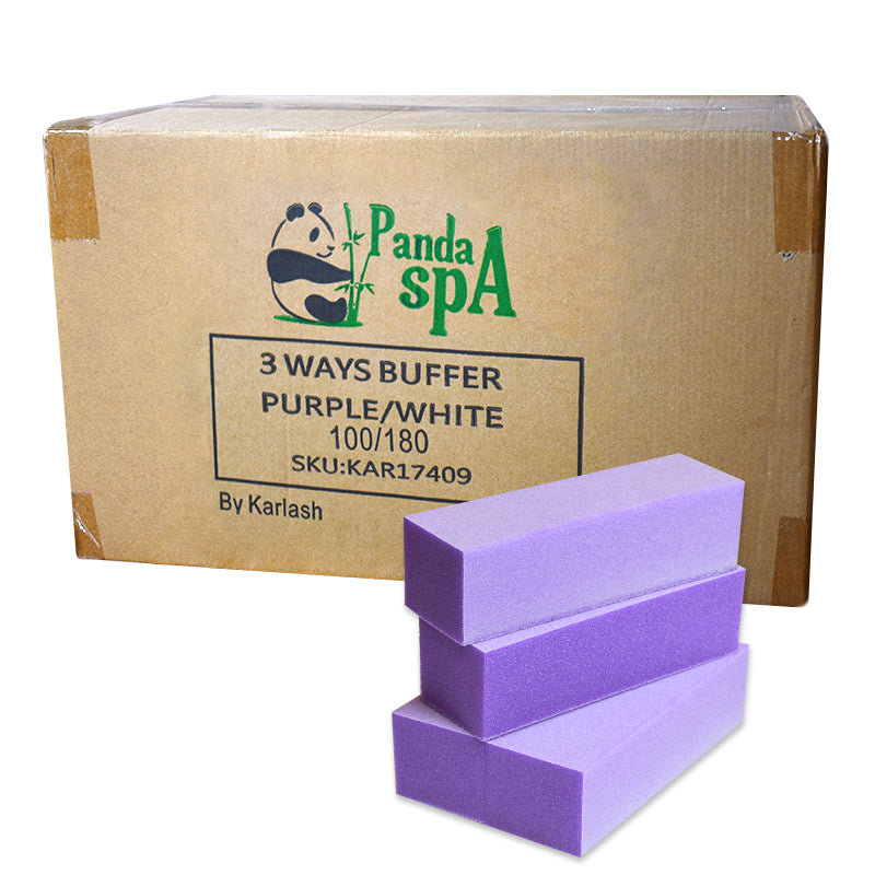 Panda Spa 3-Way Nail Buffer Sanding Block 100/180 Grit (Purple White)