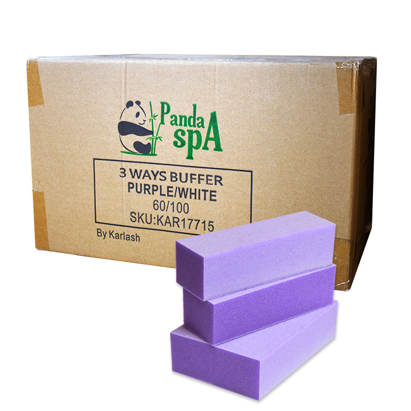 Panda Spa 3-Way Nail Buffer Sanding Block 60/100 Grit (Purple White)