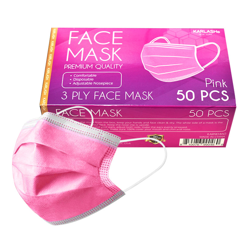 Karlash Disposable Face Mask, Pack of 50 Mask - Pink