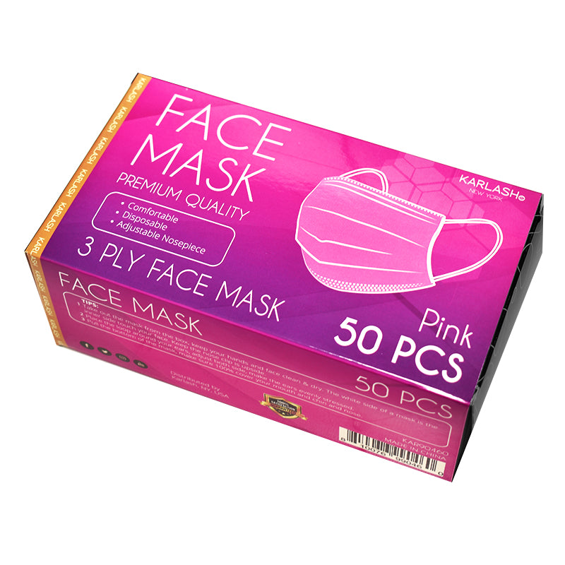 Karlash Disposable Face Mask, Pack of 50 Mask - Pink