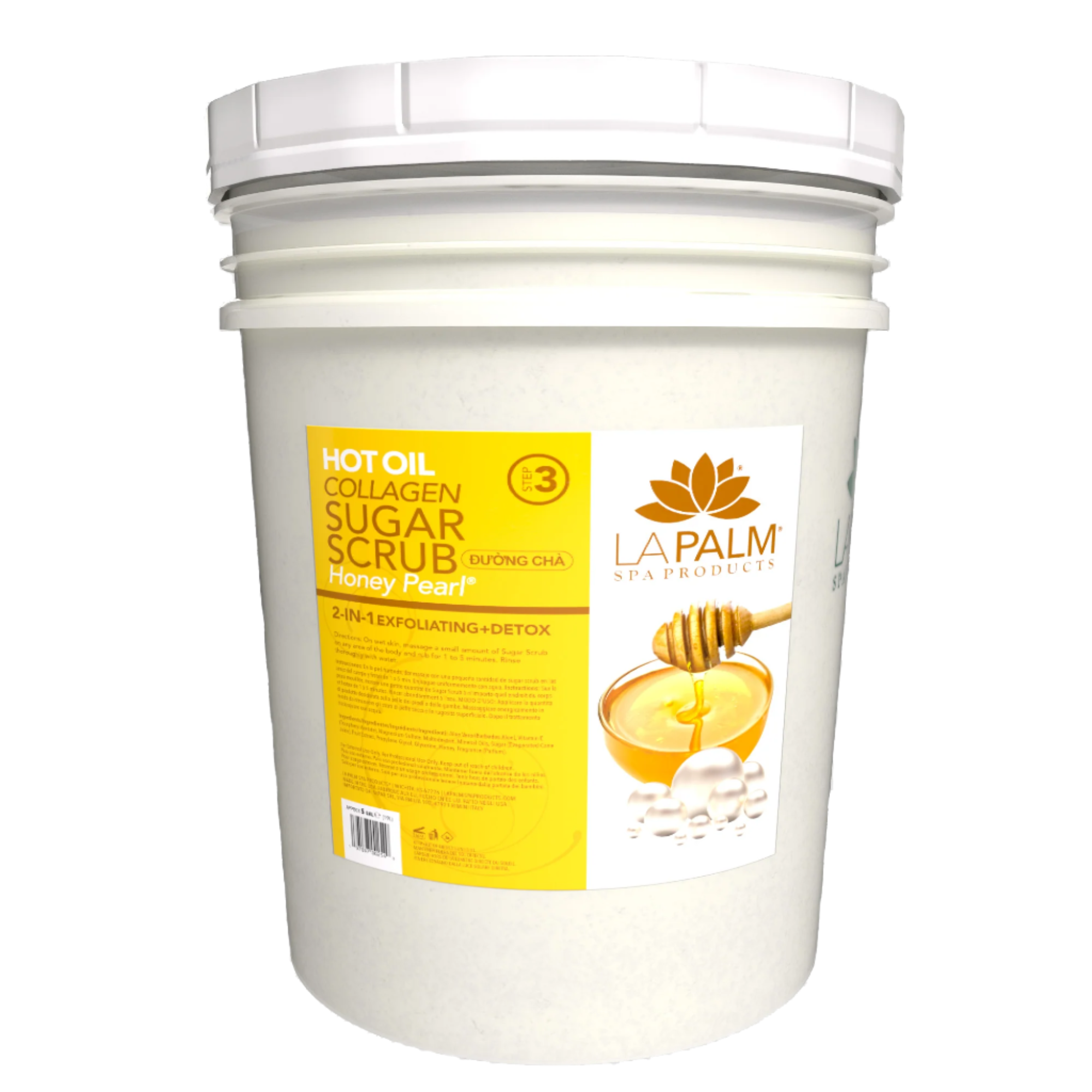 La Palm Hot Oil Sugar Scrub Honey Pearl Bucket (5 gallon size)