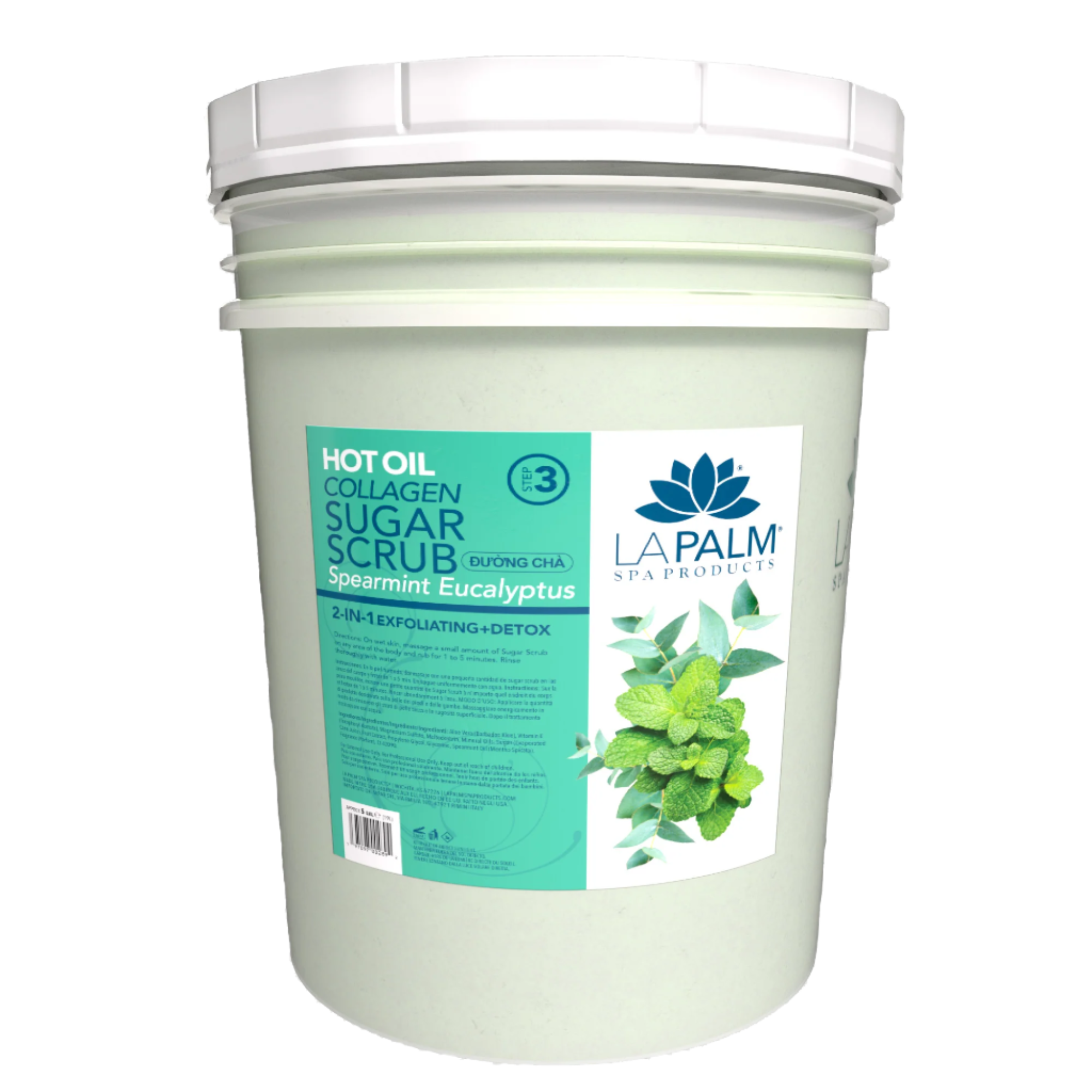 La Palm Hot Oil Sugar Scrub Spearmint Eucalyptus Bucket (5 gallon size)