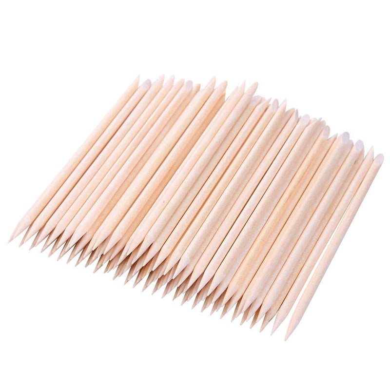 Nail Art Short Orange Wood Stick Cuticle Pusher Remover - 100 Pieces