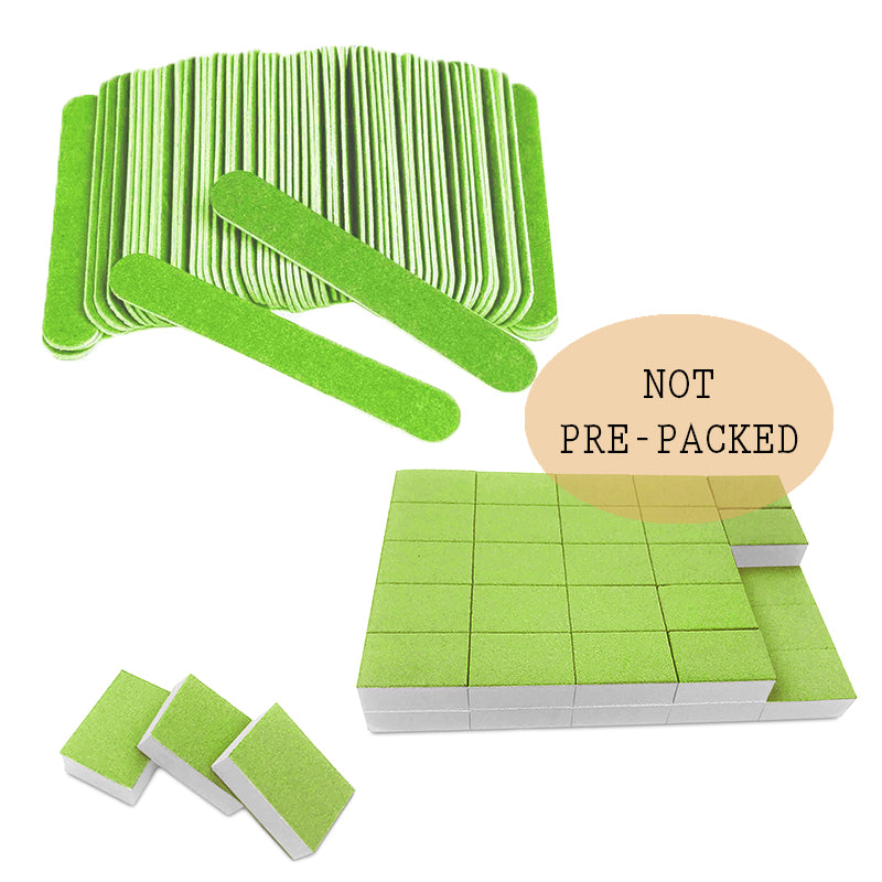 Karlash Disposable Set of 2 Mini File + Buffer Combo of 1500 Sets - Green