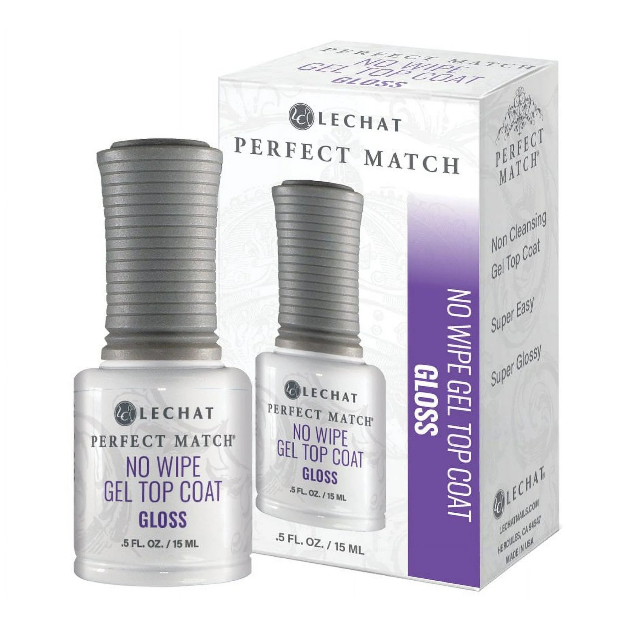 Lechat Perfect Match Gel NO Wipe Top Coat Gloss 0.5oz