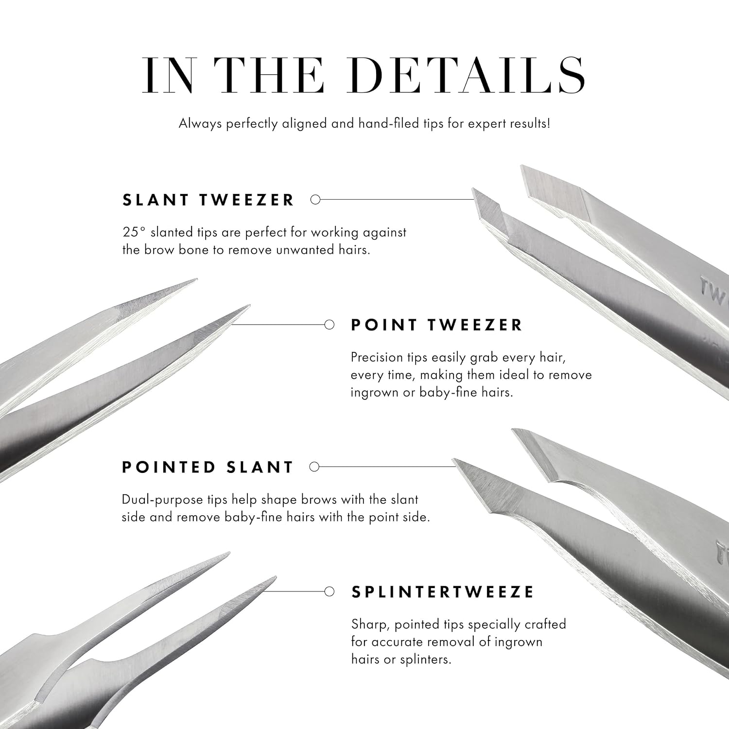 Tweezerman Stainless Steel Point Tweezer Silver 1240-P