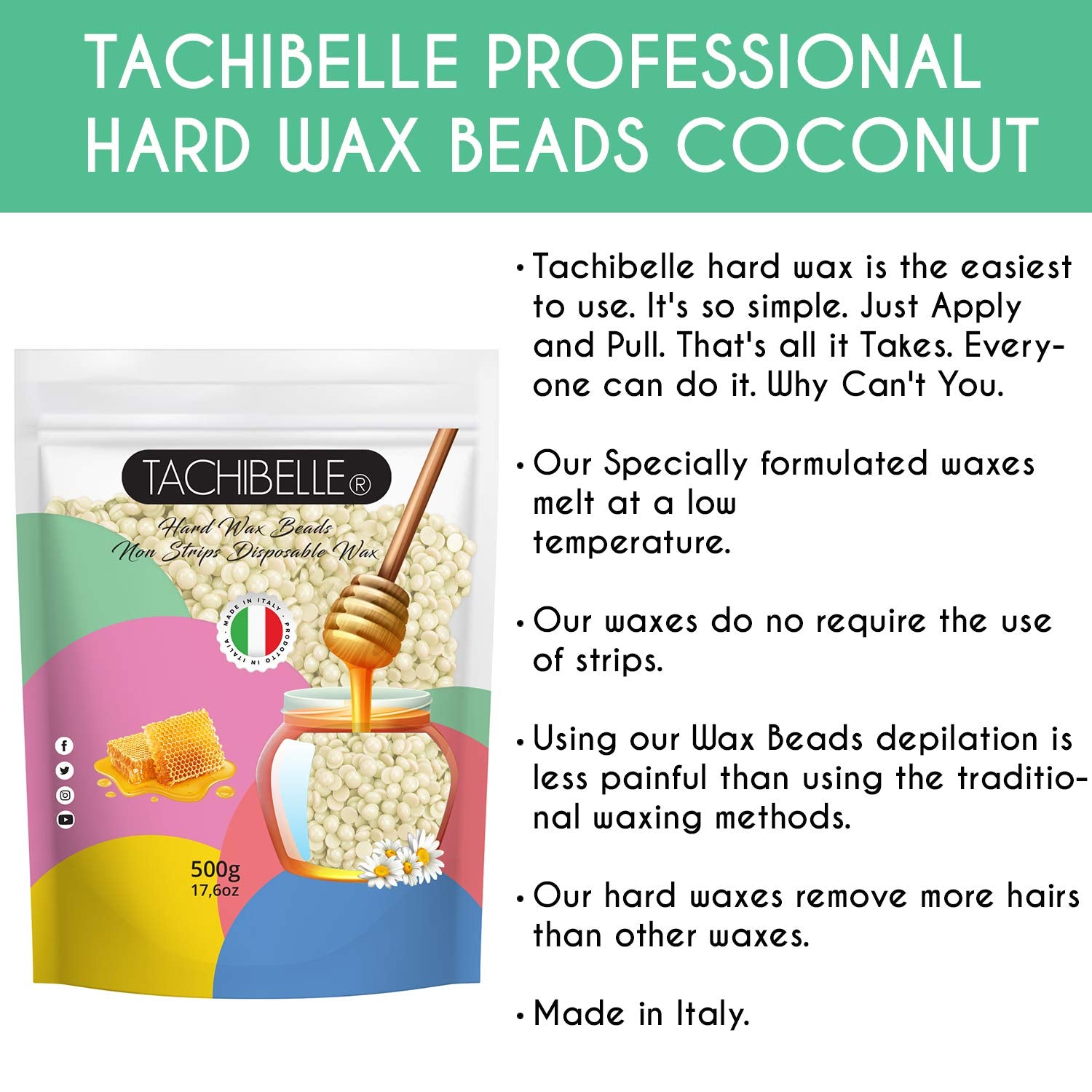 Tachibelle Bead Hard Wax  500g Coconut Scent