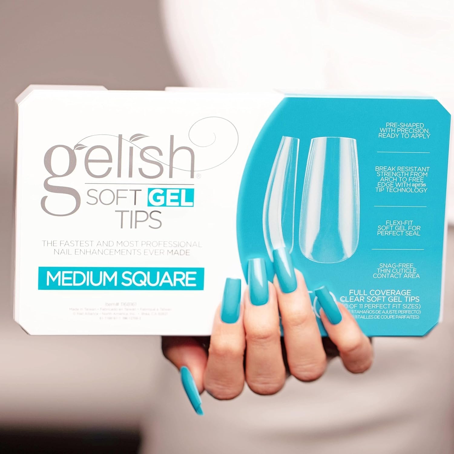 Nail Harmony Gelish Soft Gel Tips Medium Square 550ct