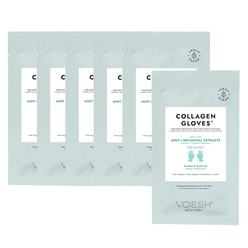 Voesh Collagen Gloves With Mint + Botanical Extracts Soothe & Refresh Pack of 6