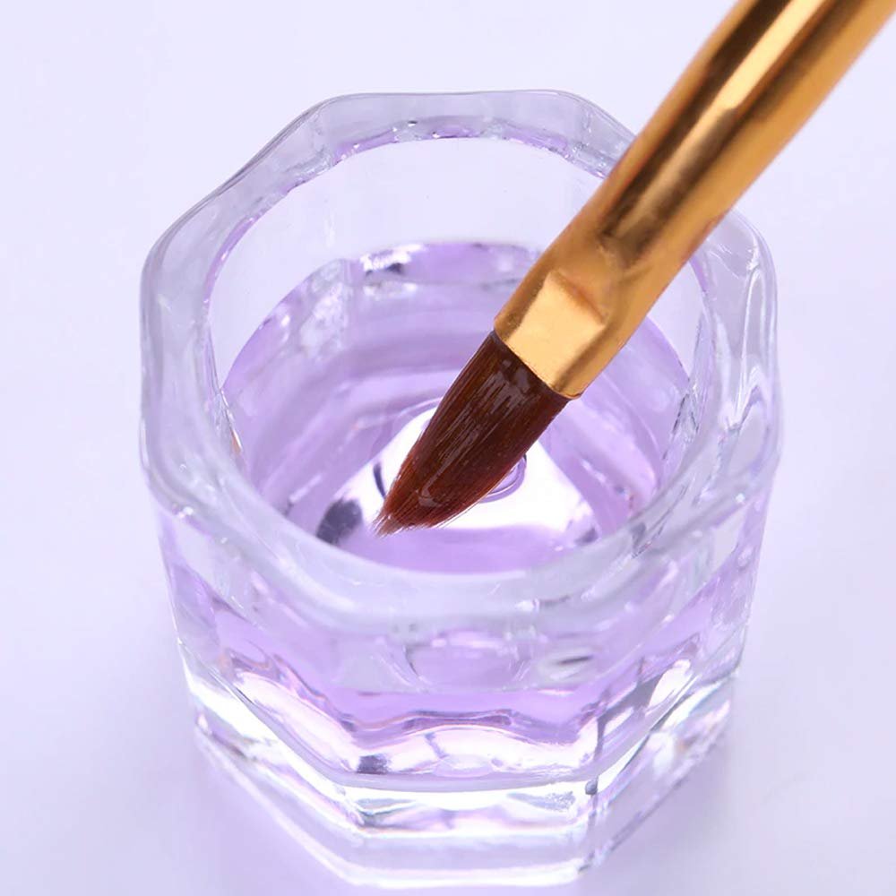 Karlash 2 Pieces Nail Art Acrylic Liquid Powder Dappen Dish Clear Glass Crystal Cup Bowl