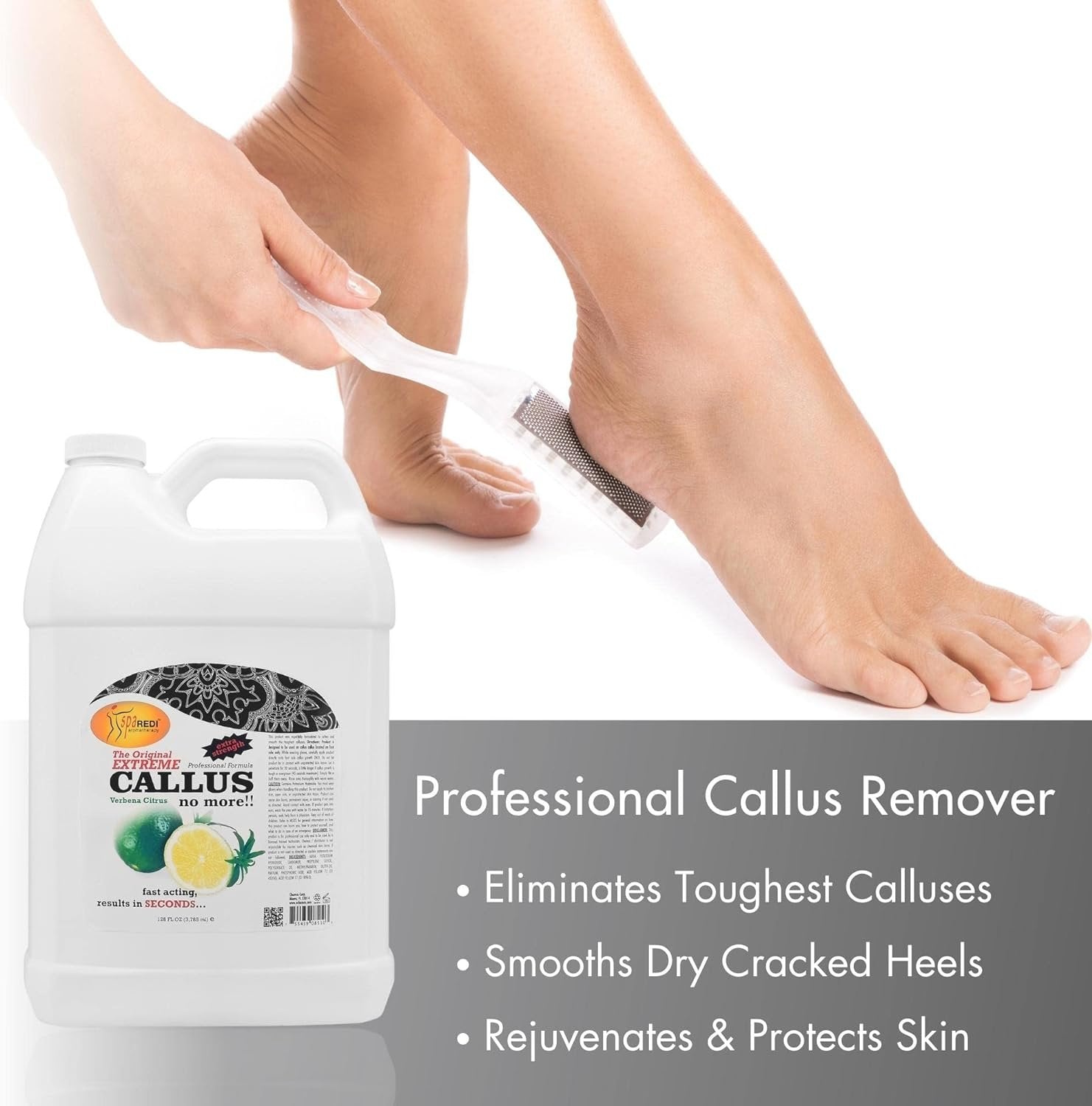 SPA REDI Callus Remover for Feet Gel, Lemon and Lime, 128 Oz / 1 Gallon