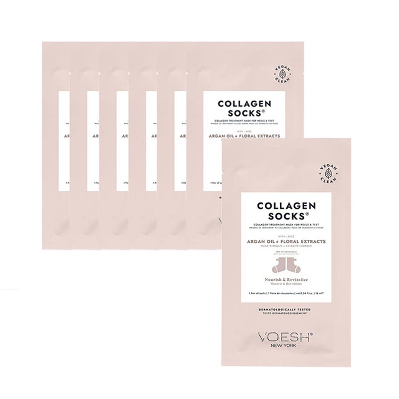 Voesh Collagen Socks Argan Oil + Floral Extracts Nourishing & Hydrating (Pack of 6)