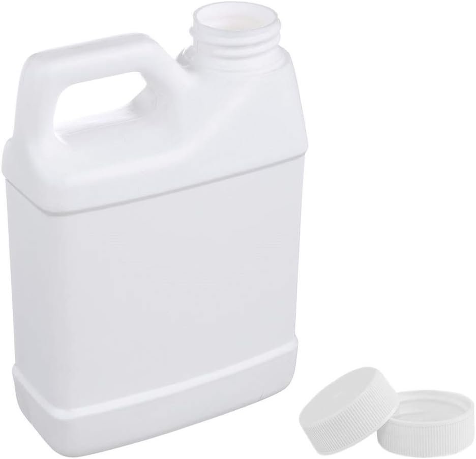 Empty White Rectangular F-Style Jugs 16 oz Plastic Bottle & cap with Airtight Lids and Labels