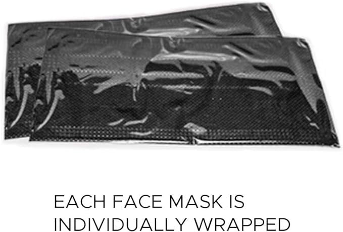 Karlash Black Mask 3-Ply Disposable Face Mask Individually Wrapped with Elastic Earloops, Face Protection - Pack of 50