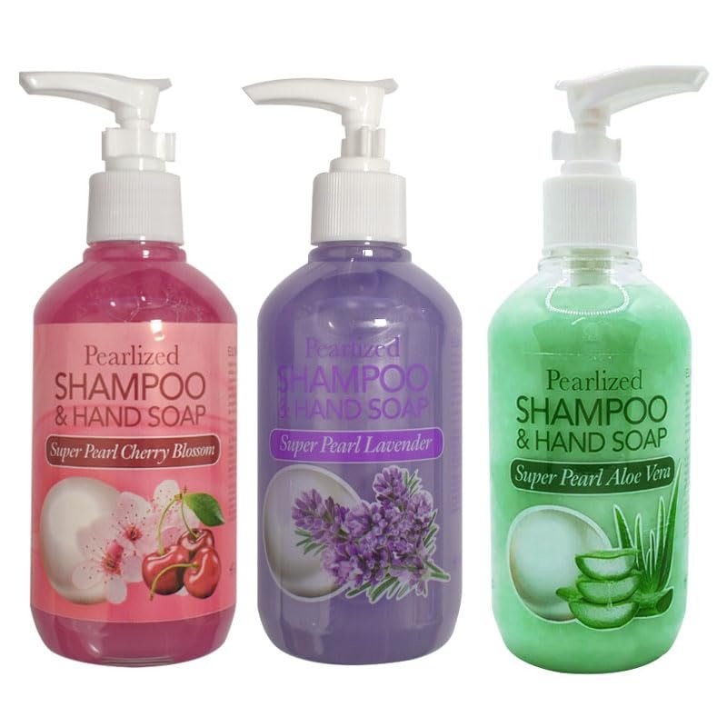 La Palm Pearlized Shampoo & Hand Soap 8 oz, SET OF 3 SCENTS (Aloe Vera, Cherry Blossom, Lavender)