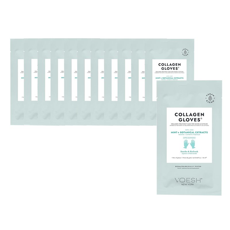 Voesh Collagen Gloves With Mint + Botanical Extracts Soothe & Refresh Pack of 12