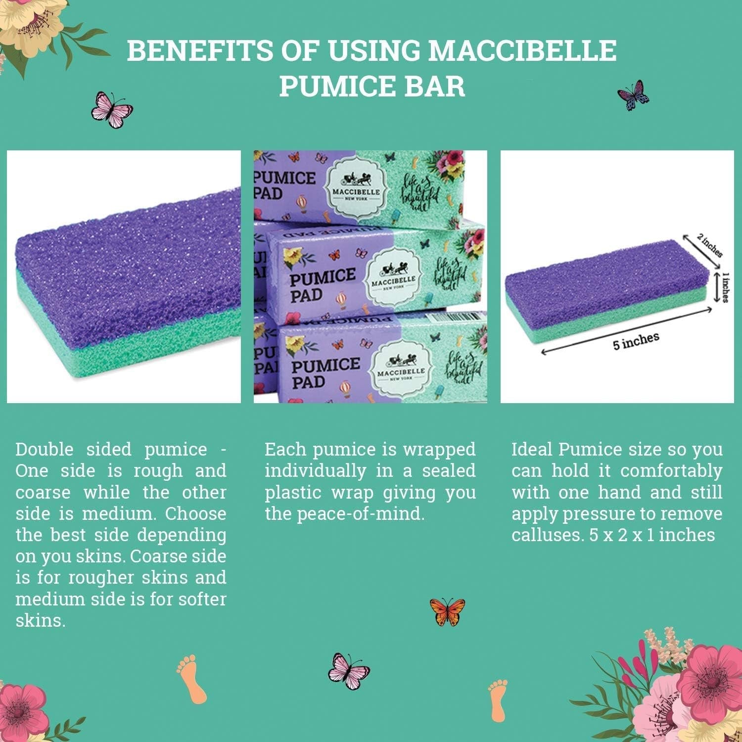 Maccibelle Salon Foot Pumice and Scrubber for Feet and Heels Callus and Dead Skins