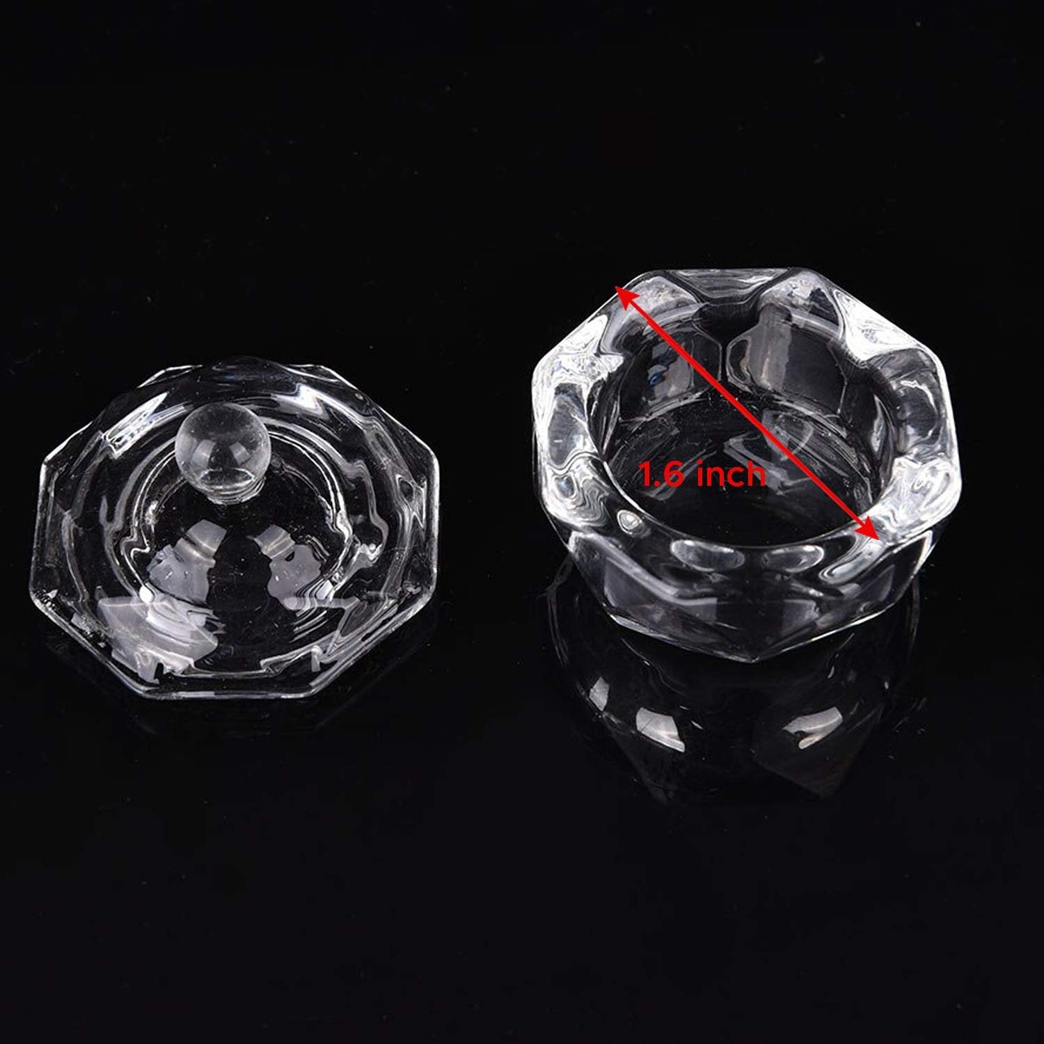 Karlash 2 Pieces Nail Art Acrylic Liquid Powder Dappen Dish Clear Glass Crystal Cup Bowl