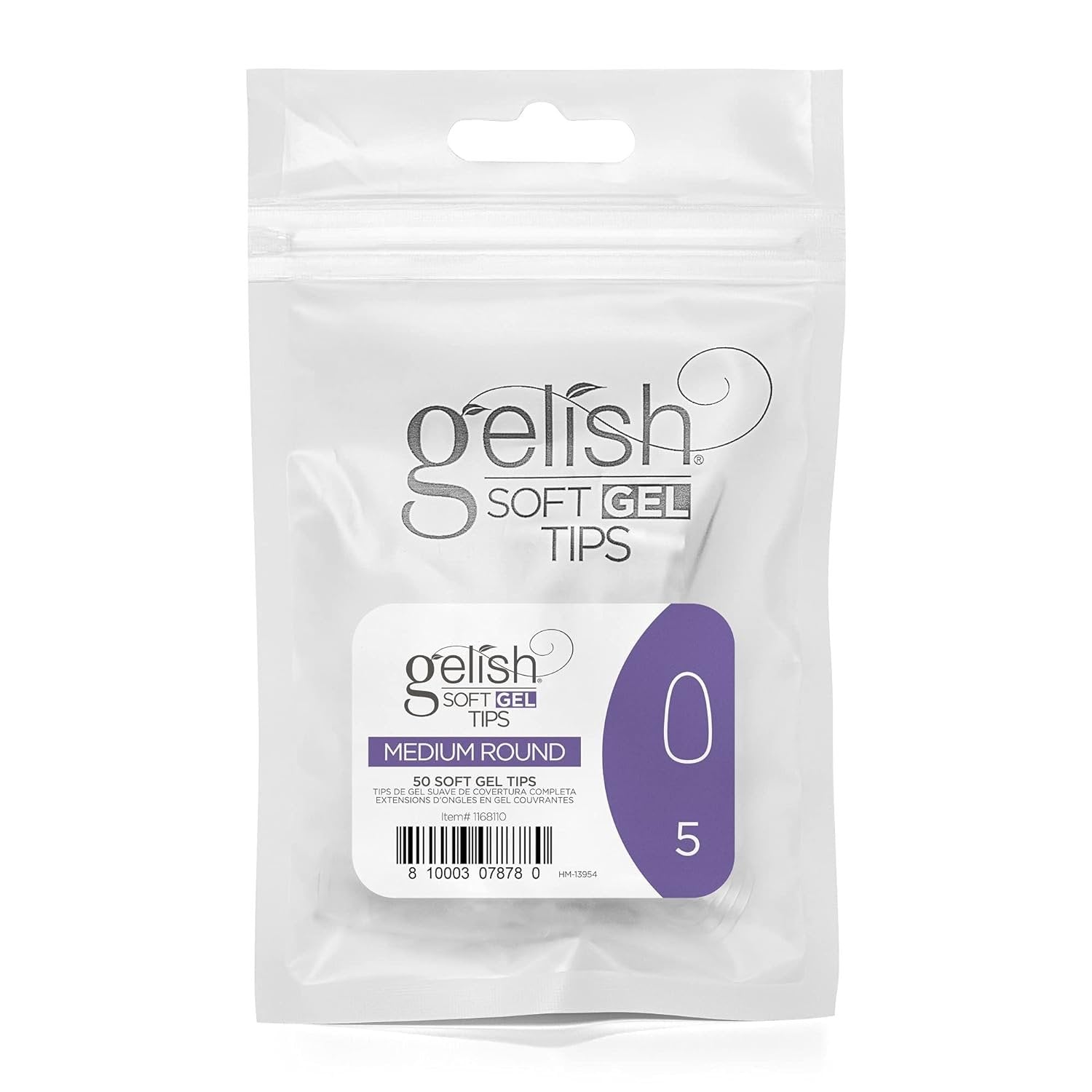 Nail Harmony Gelish Soft Gel Tips Medium Round - 50 CT Refill