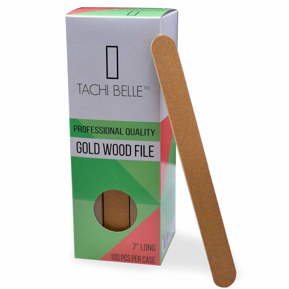 Tachibelle Made in Korea Professional Gold Wood Emery Board Nail File 7"