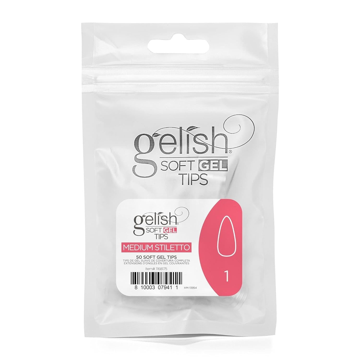 Nail Harmony Gelish Soft Gel Tips Medium Stiletto - 50 CT Refill