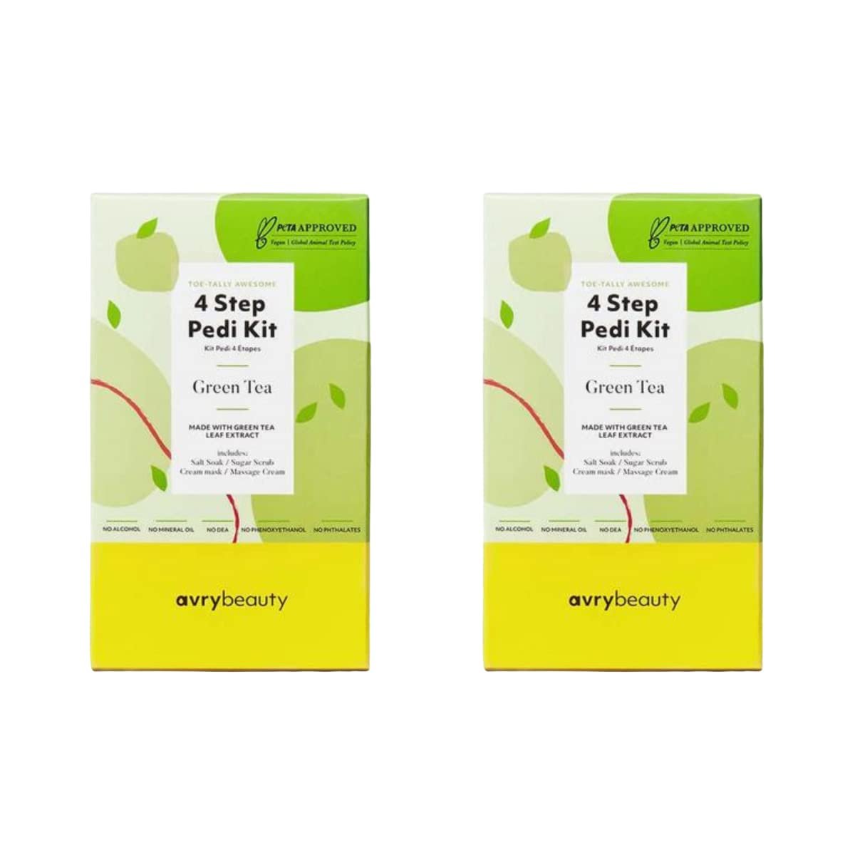 AvryBeauty 4-Step Pedi Green Tea Scented Pedi Kit