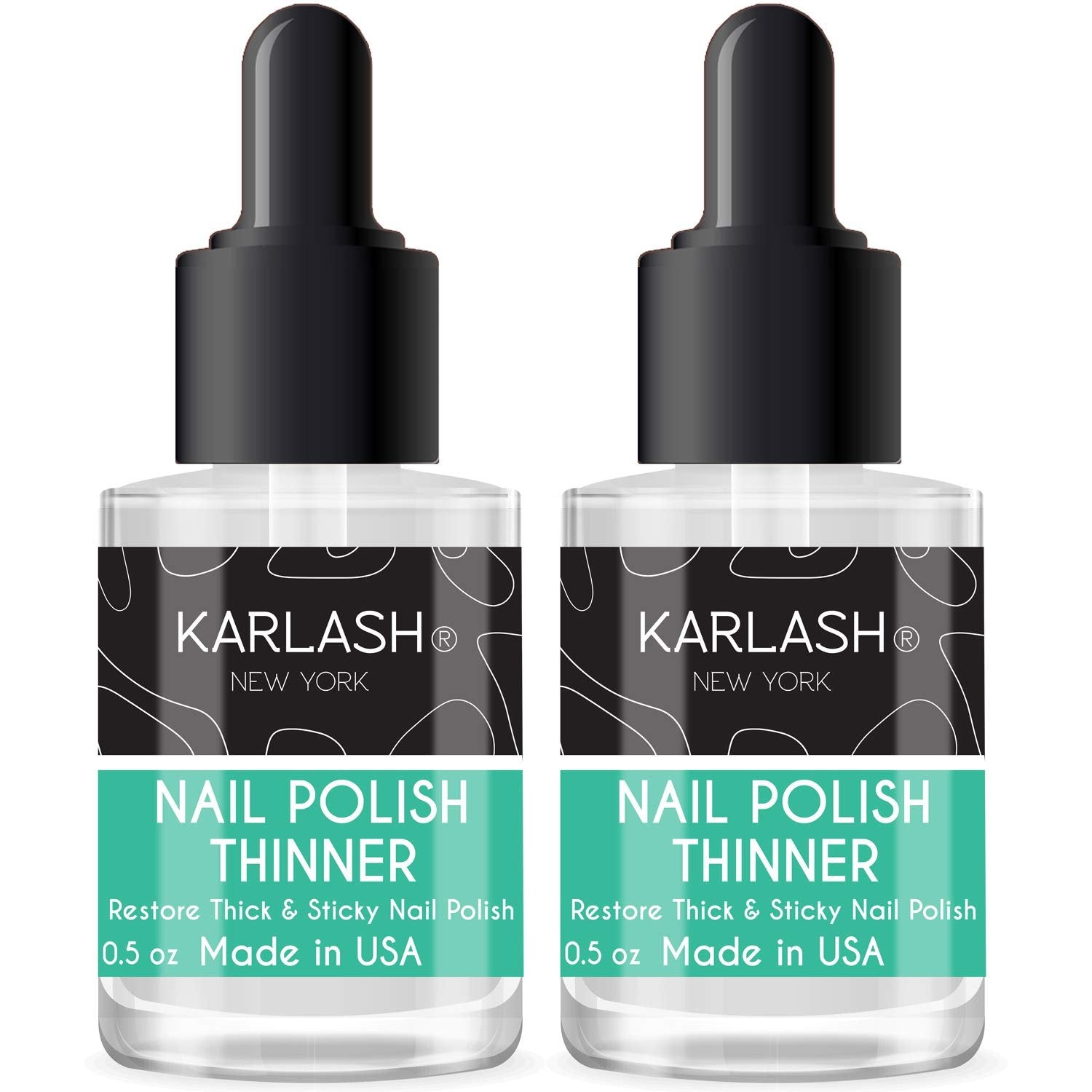 Karlash Professional Nail Polish Thinner 0.5 oz - Restore thick and sticky nail polish (2 Pieces)