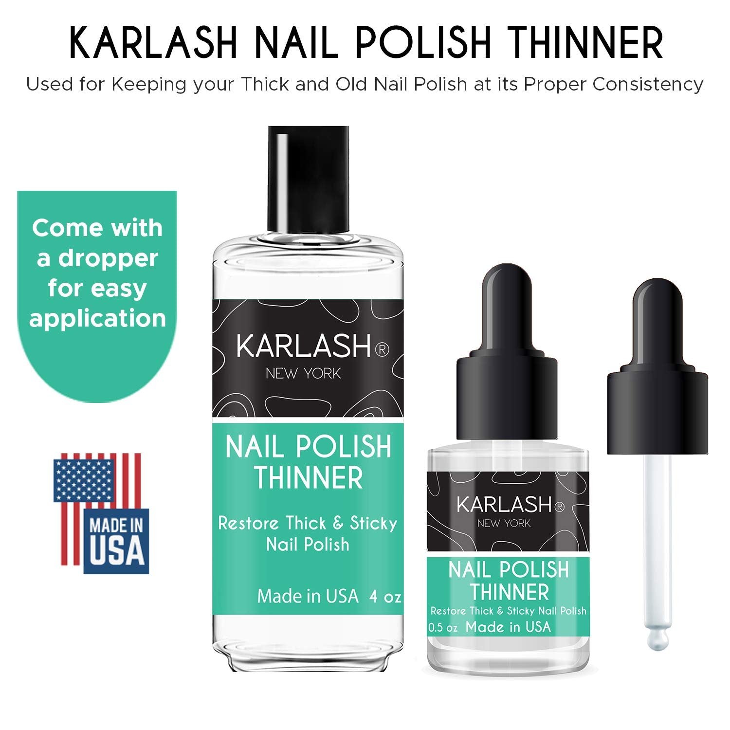 Karlash Professional Nail Polish Thinner SET 0.5 oz + 4 oz - Restore thick and sticky nail polish