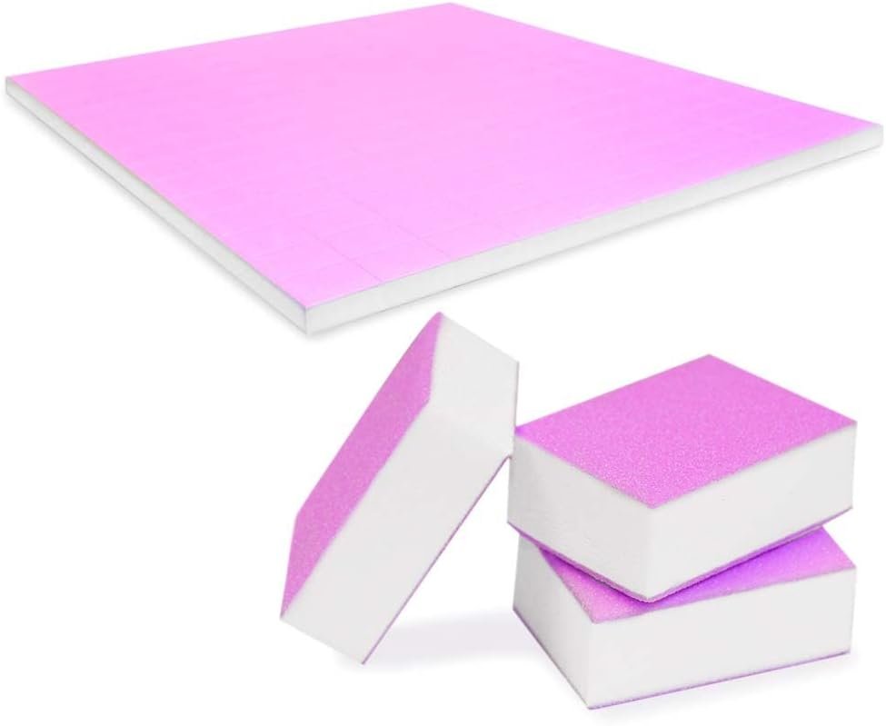 Tachibelle Premium Disposable Pink Mini Buffer Blocks for Natural Nails, Double-Sided 100/120 Grit