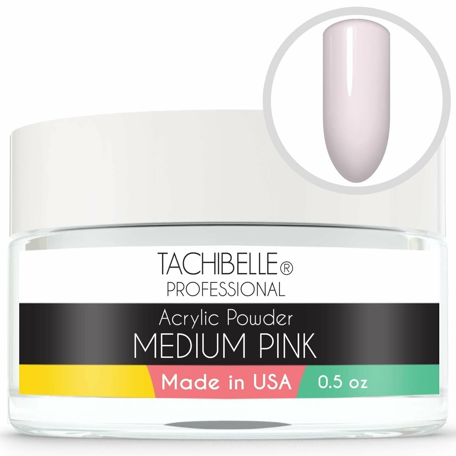 Tachibelle Professional Acrylic Nail System Medium Pink Acrylic Powder, 0.5 oz.