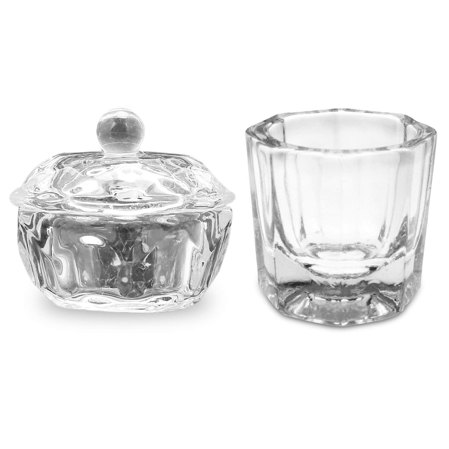 Karlash 2 Pieces Nail Art Acrylic Liquid Powder Dappen Dish Clear Glass Crystal Cup Bowl