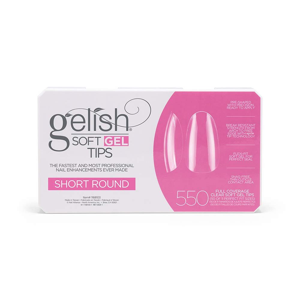 Nail Harmony Gelish Soft Gel Tips Short Round 550ct