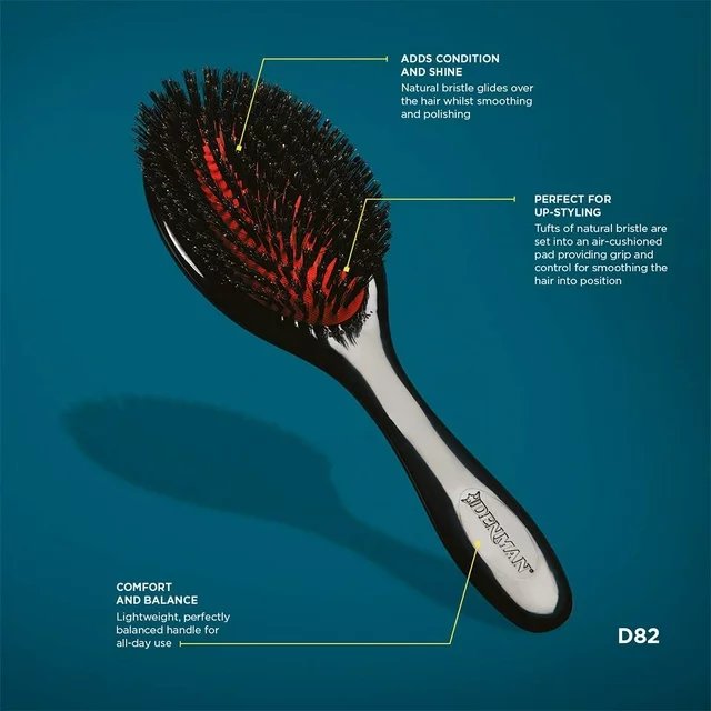 Denman Medium Cushion The Finisher for Smoothing & Shining, D82M Brush Black