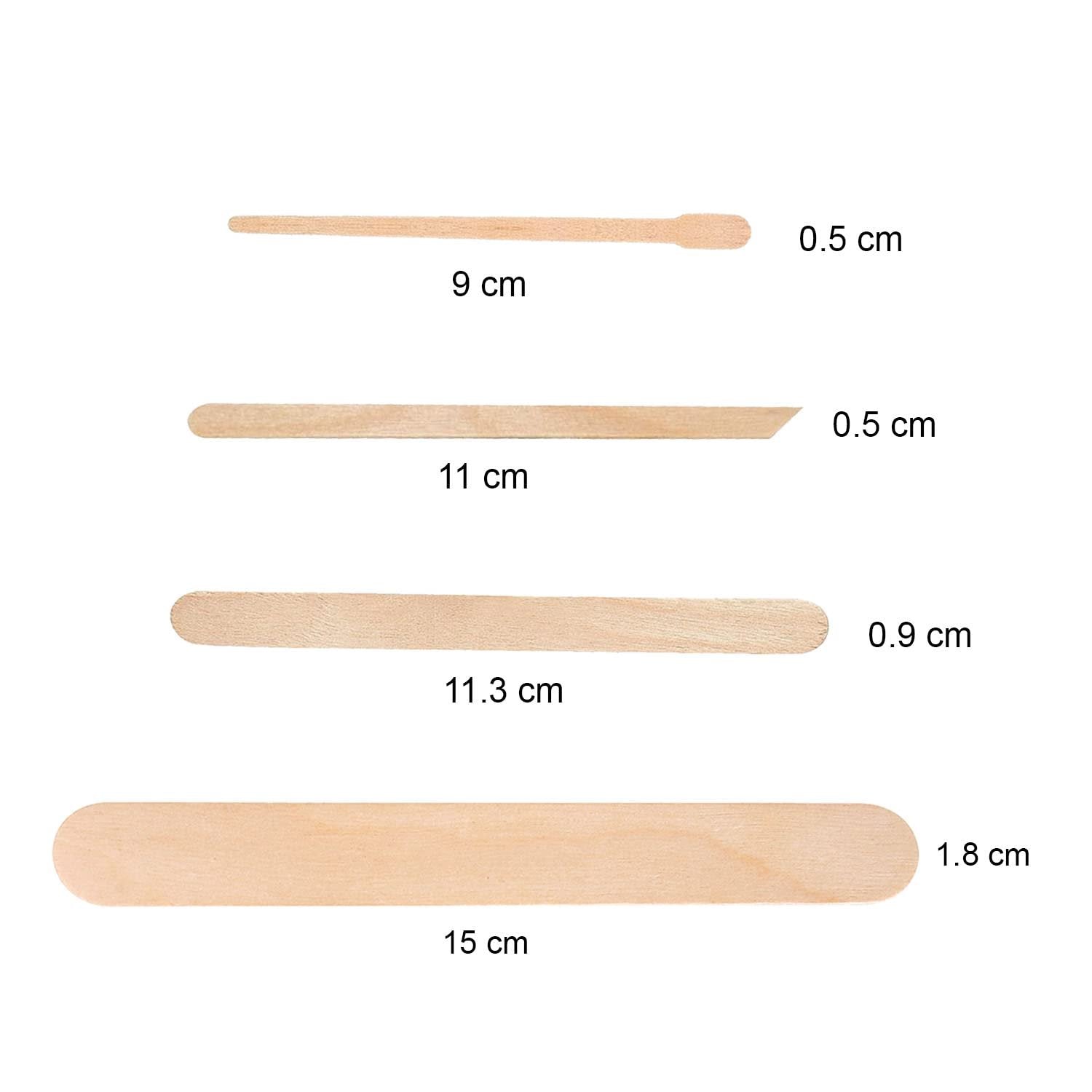 4 Style Waxing Mix Large & Small Wax Wood Sticks Applicator Spatula Assorted For Body & Face Hair Removal 400 PCS