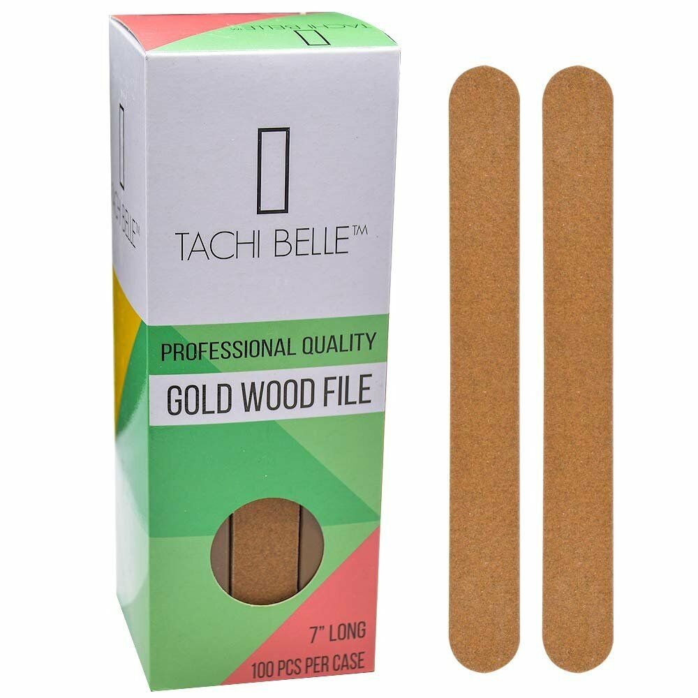 Tachibelle Made in Korea Professional Gold Wood Emery Board Nail File 7"