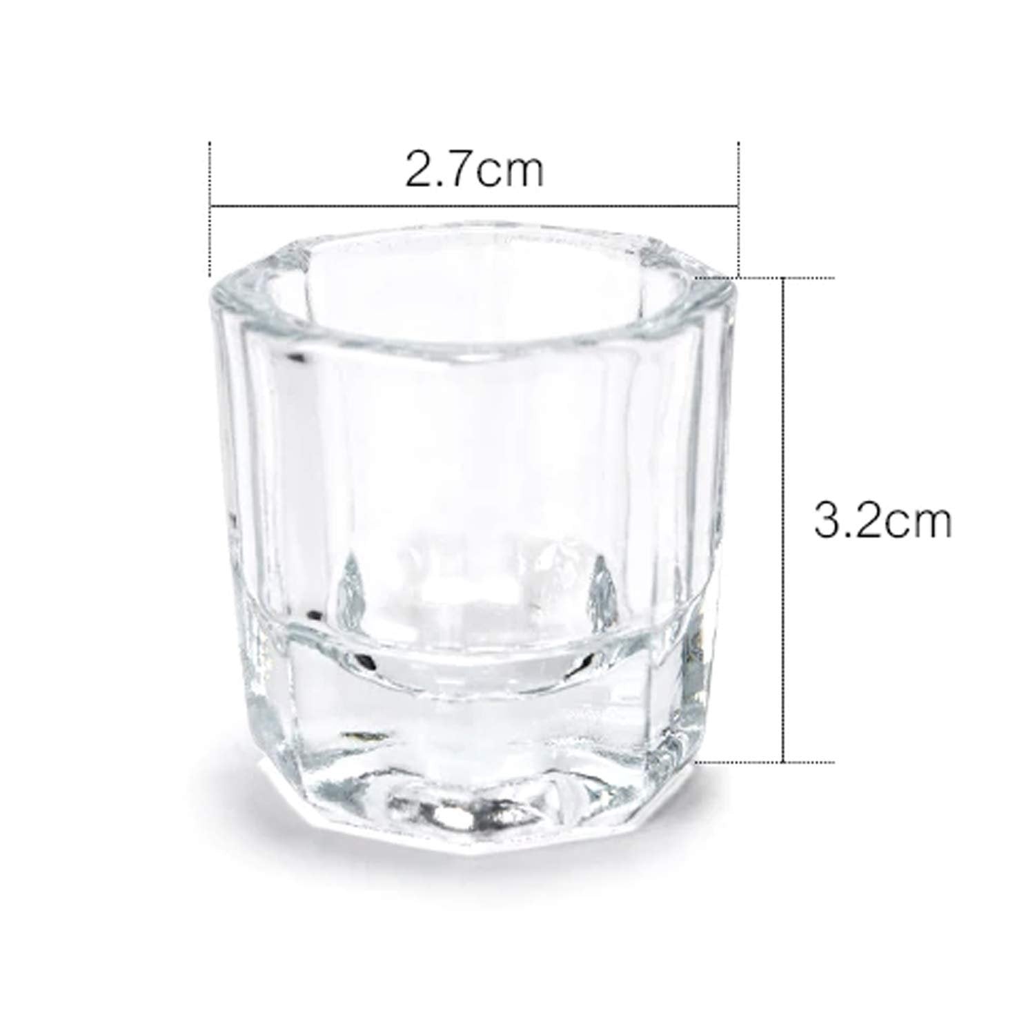 Karlash 2 Pieces Nail Art Acrylic Liquid Powder Dappen Dish Clear Glass Crystal Cup Bowl