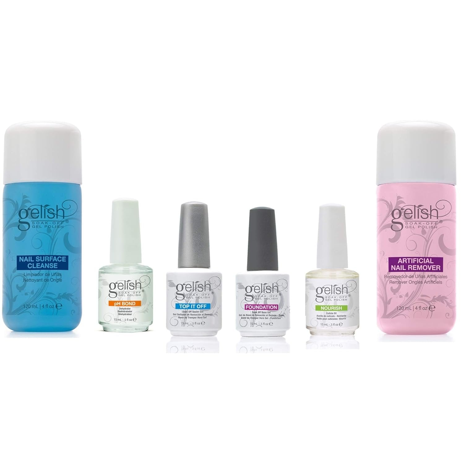 Gelish Full Size Gel Nail Polish Soak Off Remover and Cleanser Basic Care Kit