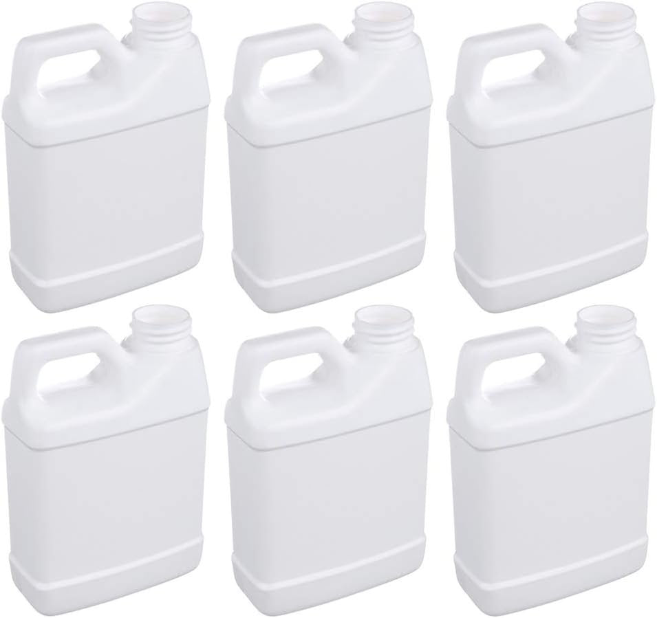 Empty White Rectangular F-Style Jugs 16 oz Plastic Bottle & cap with Airtight Lids and Labels