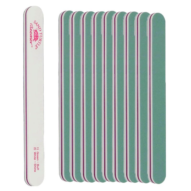 Soft Touch Sand Turtle Gleemer Shine Buffer Nail File Double Sided - Green/White