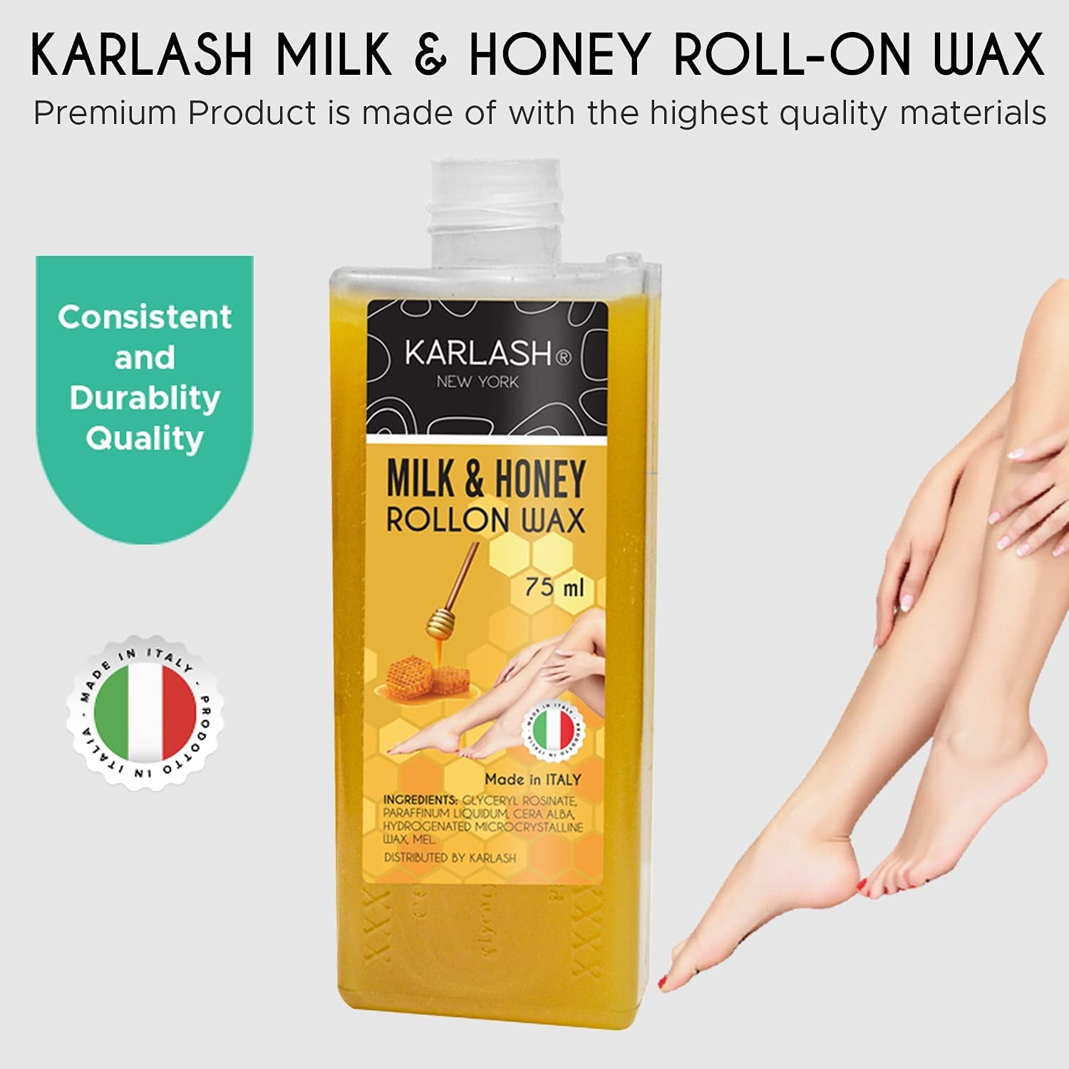 Karlash Professional Honey Roll On Wax Cartridge 75 ml Honey - Made in Italy - 2 Pieces